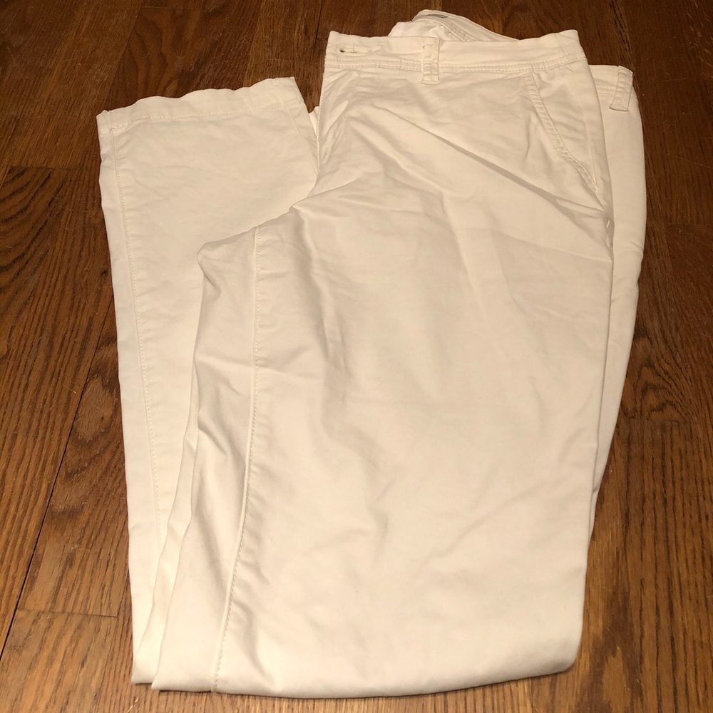 A New Day Womens White Stretch Straight Leg Chino Pants Size 6 Business Casual